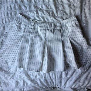 Source Unknown White Mini Skirt with Pinstripes